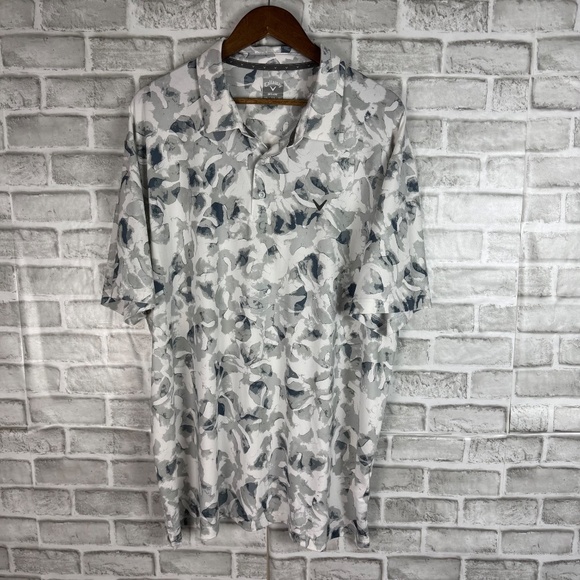 Callaway Opti-Dri Shadow Leaf Print Performance Golf Polo Mens 2XL Stretch - Picture 2 of 7